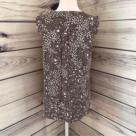 IZod Brown & White Dot Patterned Sleeveless Blouse - Picture 7 of 7